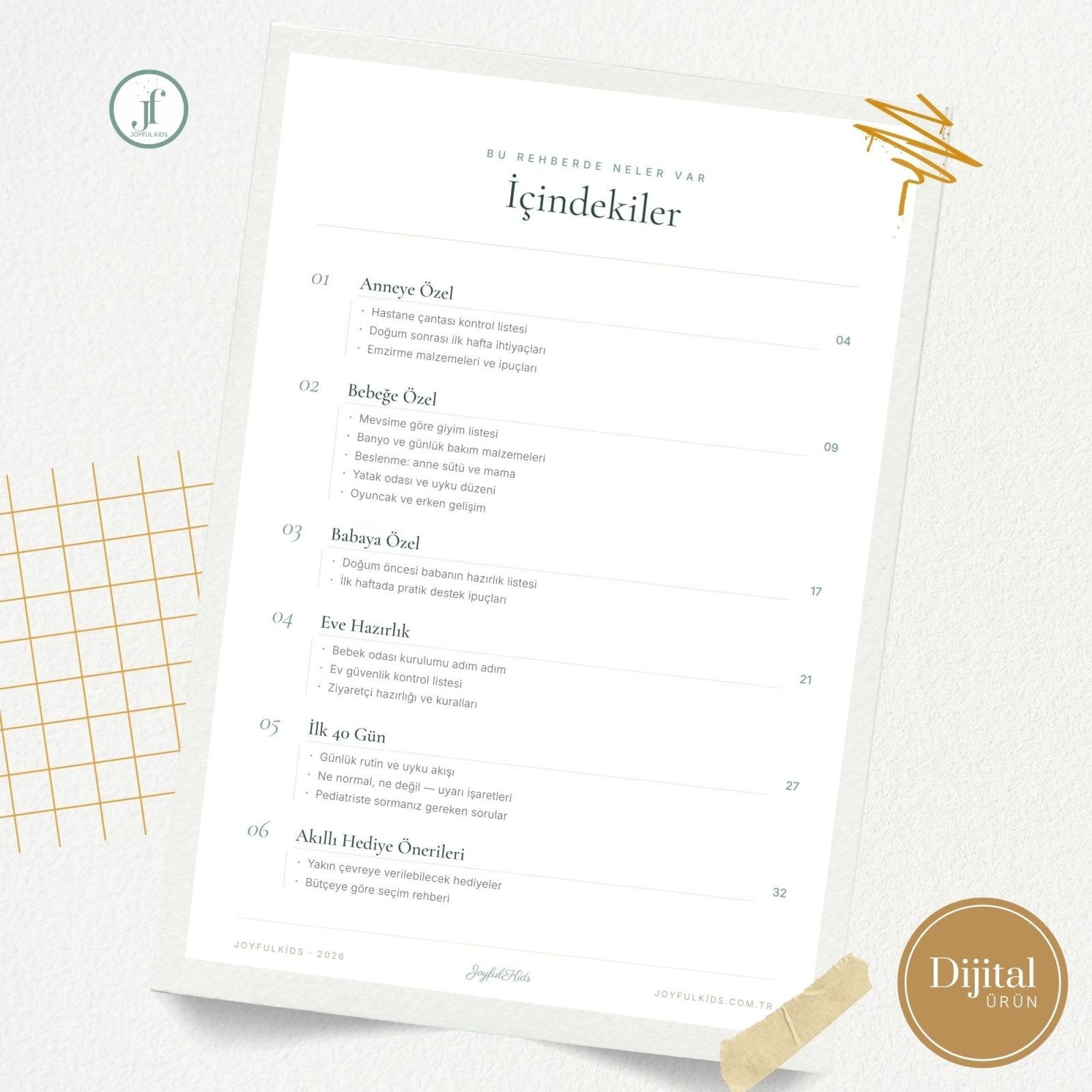 Yeni Doğan Hazırlık Rehberi | 32 Sayfa Ücretsiz PDF | JoyfulKids | Dijital İndirilebilir Ürün - Joyful Kids