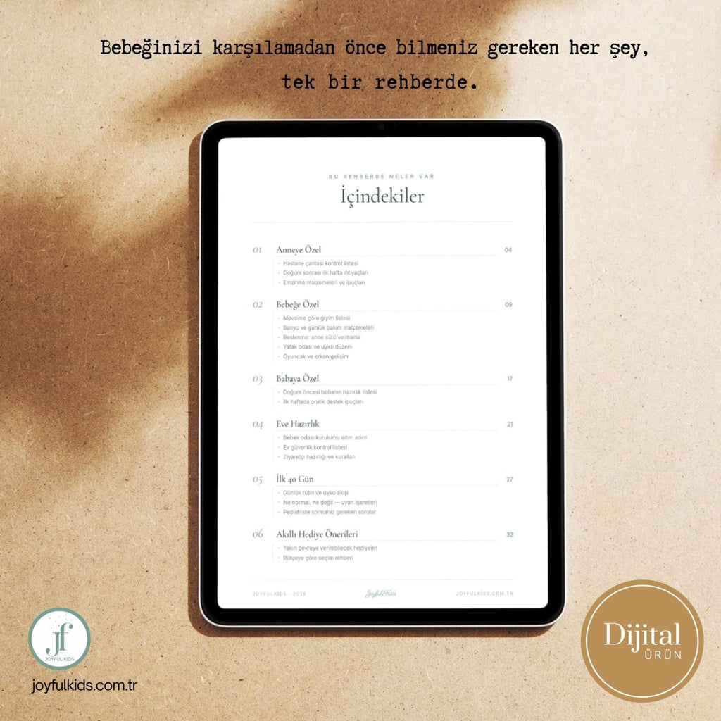 Yeni Doğan Hazırlık Rehberi | 32 Sayfa Ücretsiz PDF | JoyfulKids | Dijital İndirilebilir Ürün - Joyful Kids