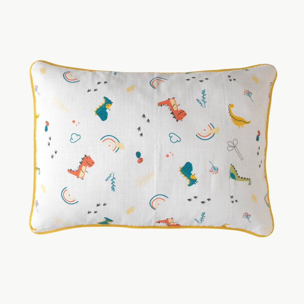Dinozor desenli pamuklu bebek baş yastığı 35x50 cm dolgulu.