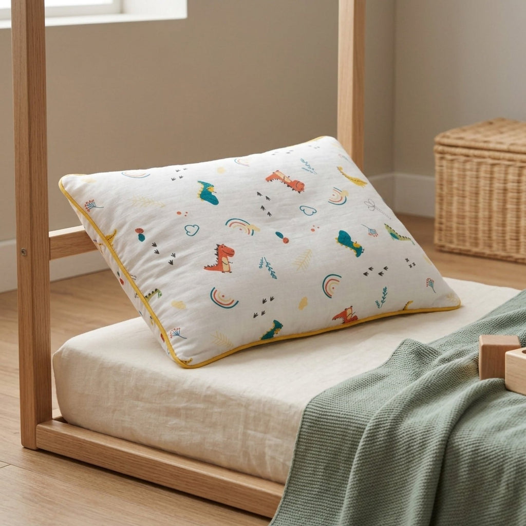 Dino Bebek ve Çocuk Baş Yastığı - %100 Pamuklu, Antialerjik (35x50 cm & 50x70 cm Seçenekleriyle) | Bebek Yastığı - Joyful Kids