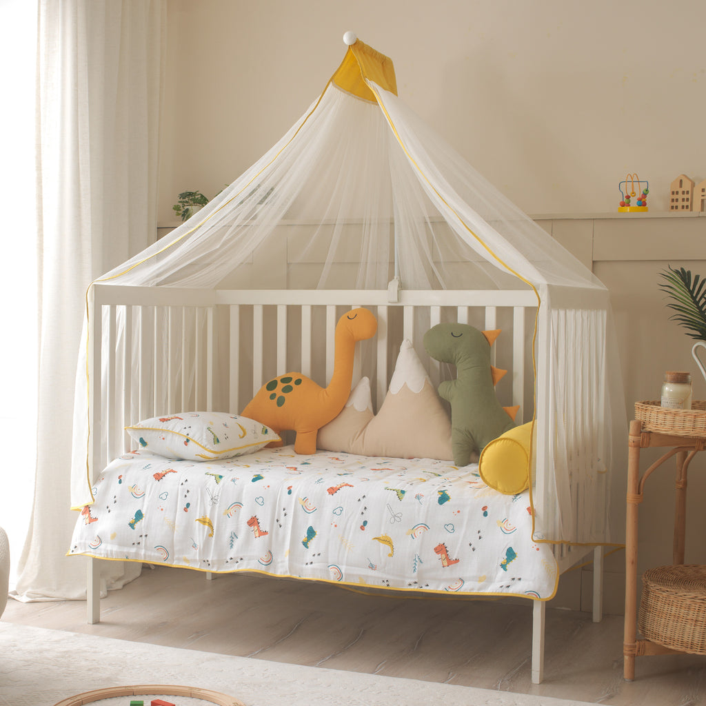 Sarı Dino ve Rex karakterli beşik genel görünümü.