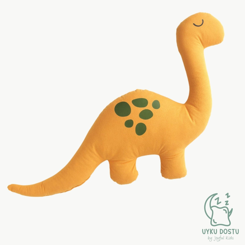 Sarı Dino Uyku Arkadaşı – Pamuksu Yüzey Alcantara (80x50 cm) | Uyku Arkadaşı - Joyful Kids