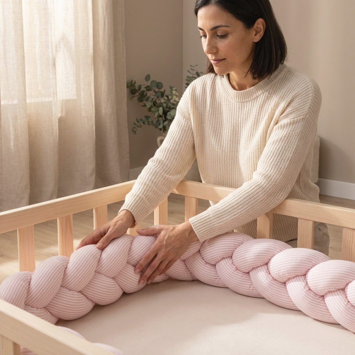 Harmony Çizgili Örgü Kenar Koruma Pembe | Bebek Kenar Koruma - Joyful Kids