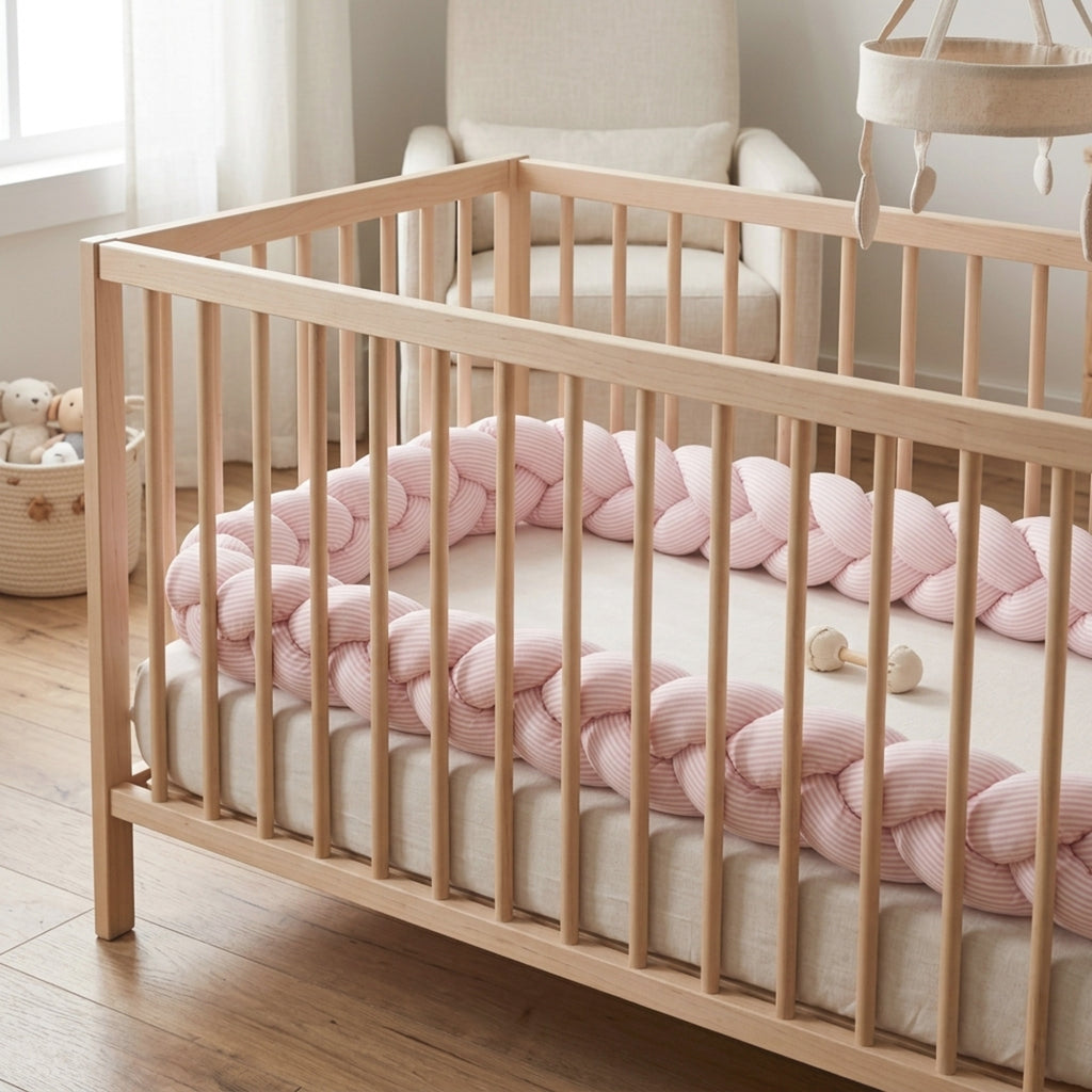 Harmony Çizgili Örgü Kenar Koruma Pembe | Bebek Kenar Koruma - Joyful Kids