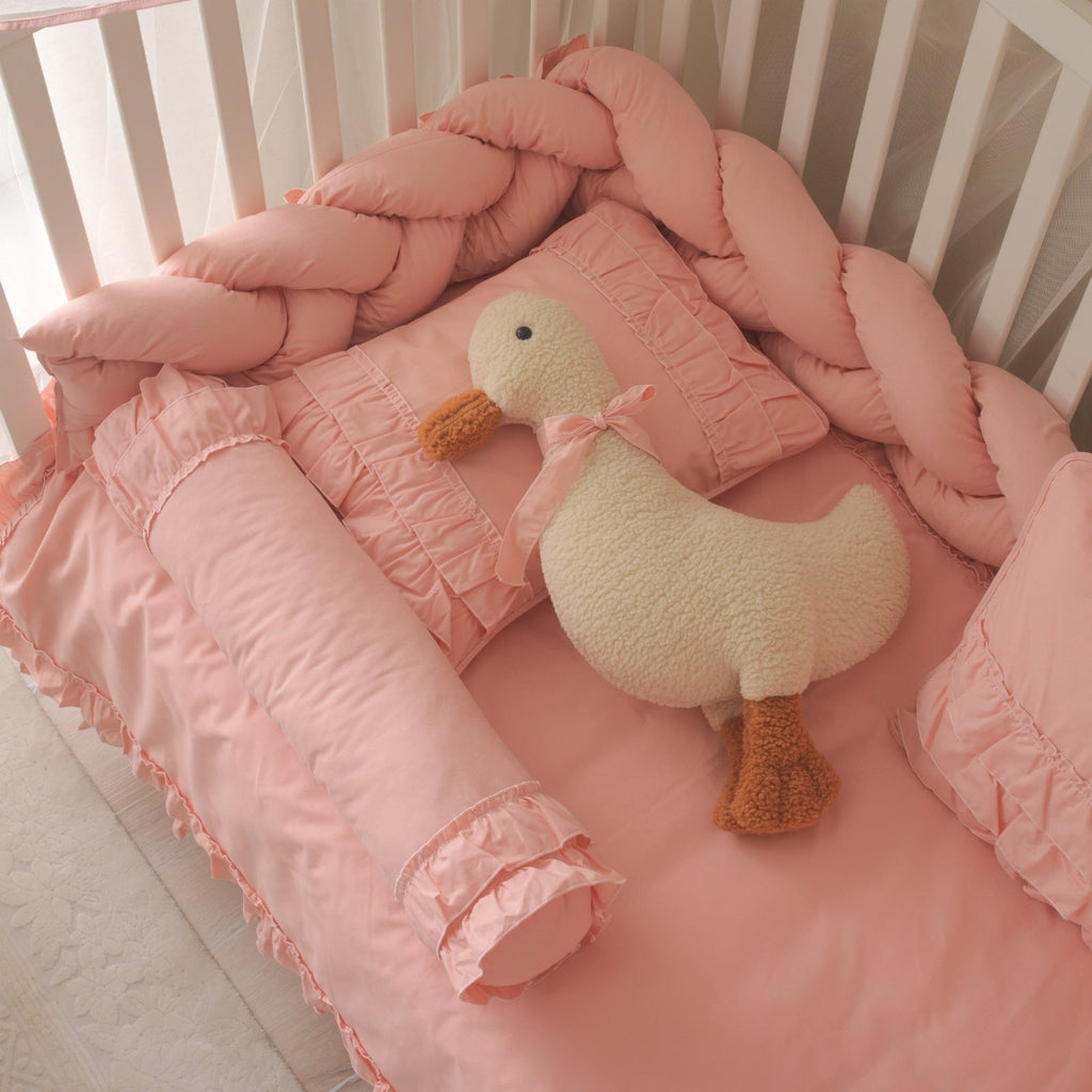 Fırfırlı Silindir Bebek Yatak Kenar Koruma | Pembe | %100 Pamuk | Antialerjik | Joyful Kids | Bebek Kenar Koruma - Joyful Kids
