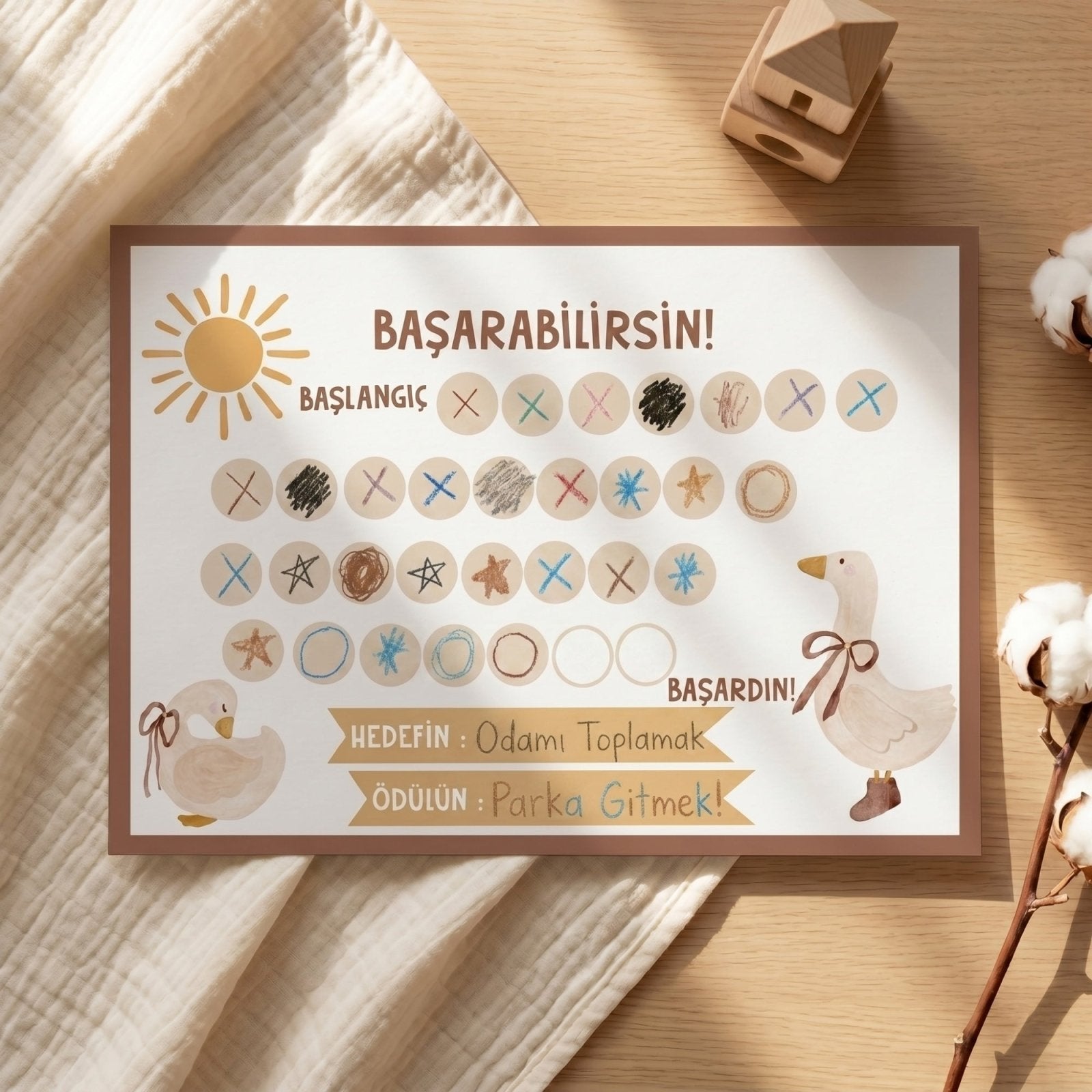Başarabilirsin! Luna Temalı Çocuk Hedef ve Ödül Takip Kartı | Dijital İndirme | Dijital İndirilebilir Ürün - Joyful Kids