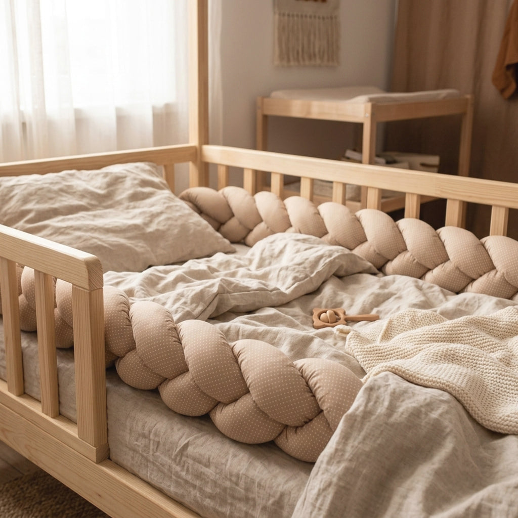 Misty Brown Puanlı Örgü Kenar Koruma | Kahve | Boutique Bebek Yatak Koruma | 270–360 cm | Joyful Kids