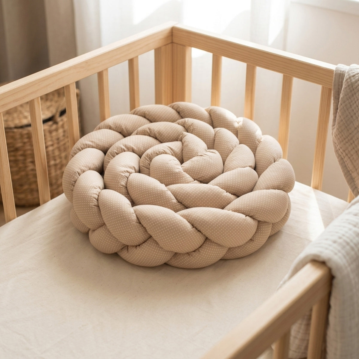 Misty Brown Puanlı Örgü Kenar Koruma | Kahve | Boutique Bebek Yatak Koruma | 270–360 cm | Joyful Kids