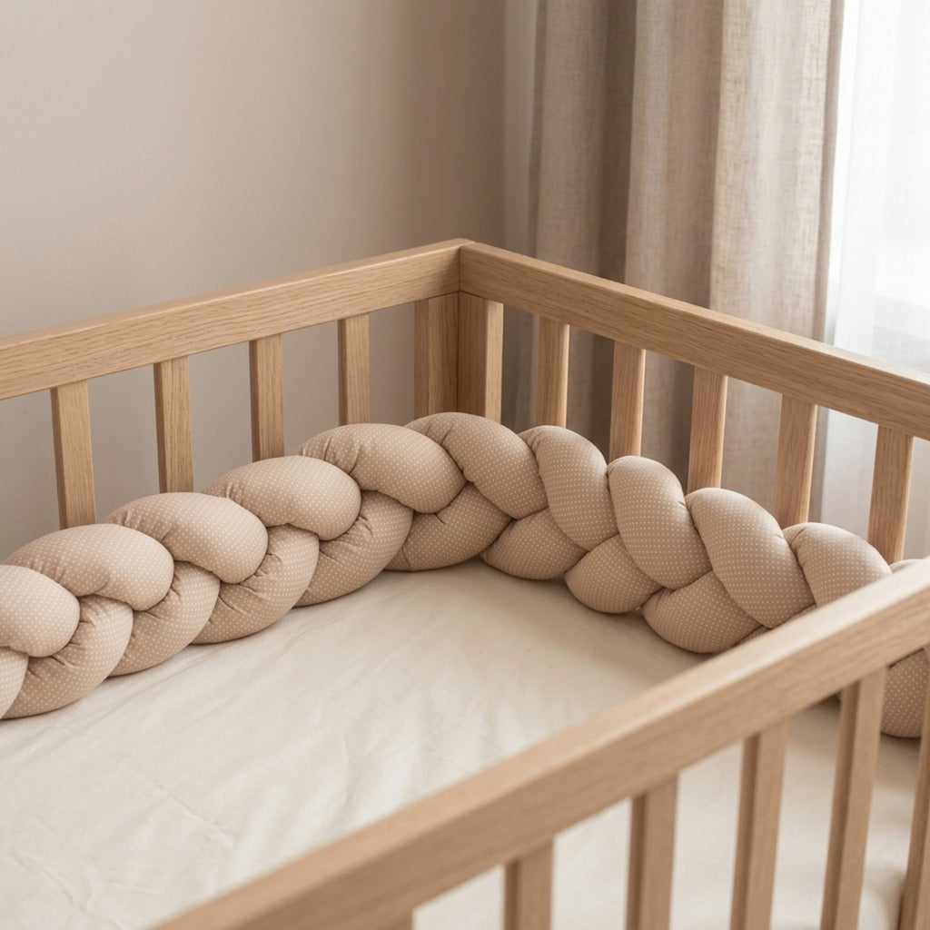 Misty Brown Puanlı Örgü Kenar Koruma | Kahve | Boutique Bebek Yatak Koruma | 270–360 cm | Joyful Kids