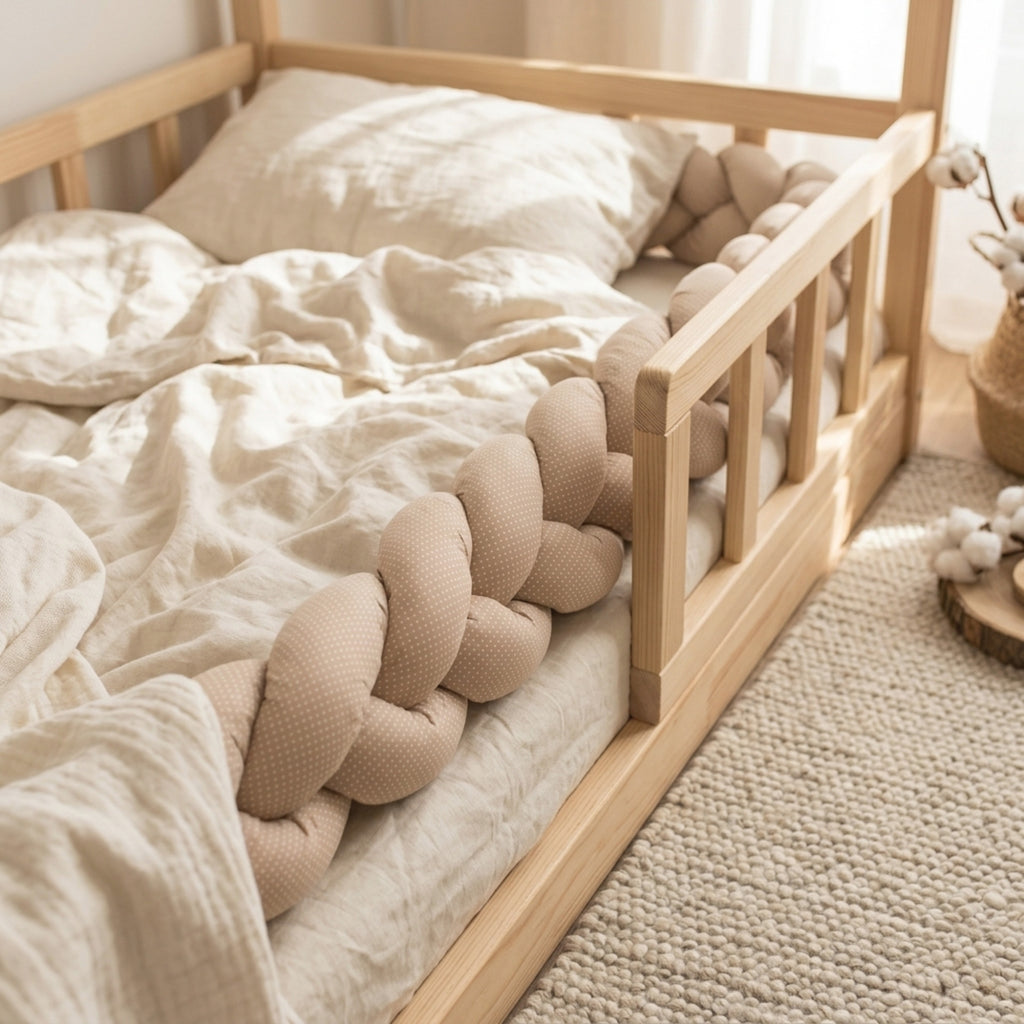 Misty Brown Puanlı Örgü Kenar Koruma | Kahve | Boutique Bebek Yatak Koruma | 270–360 cm | Joyful Kids