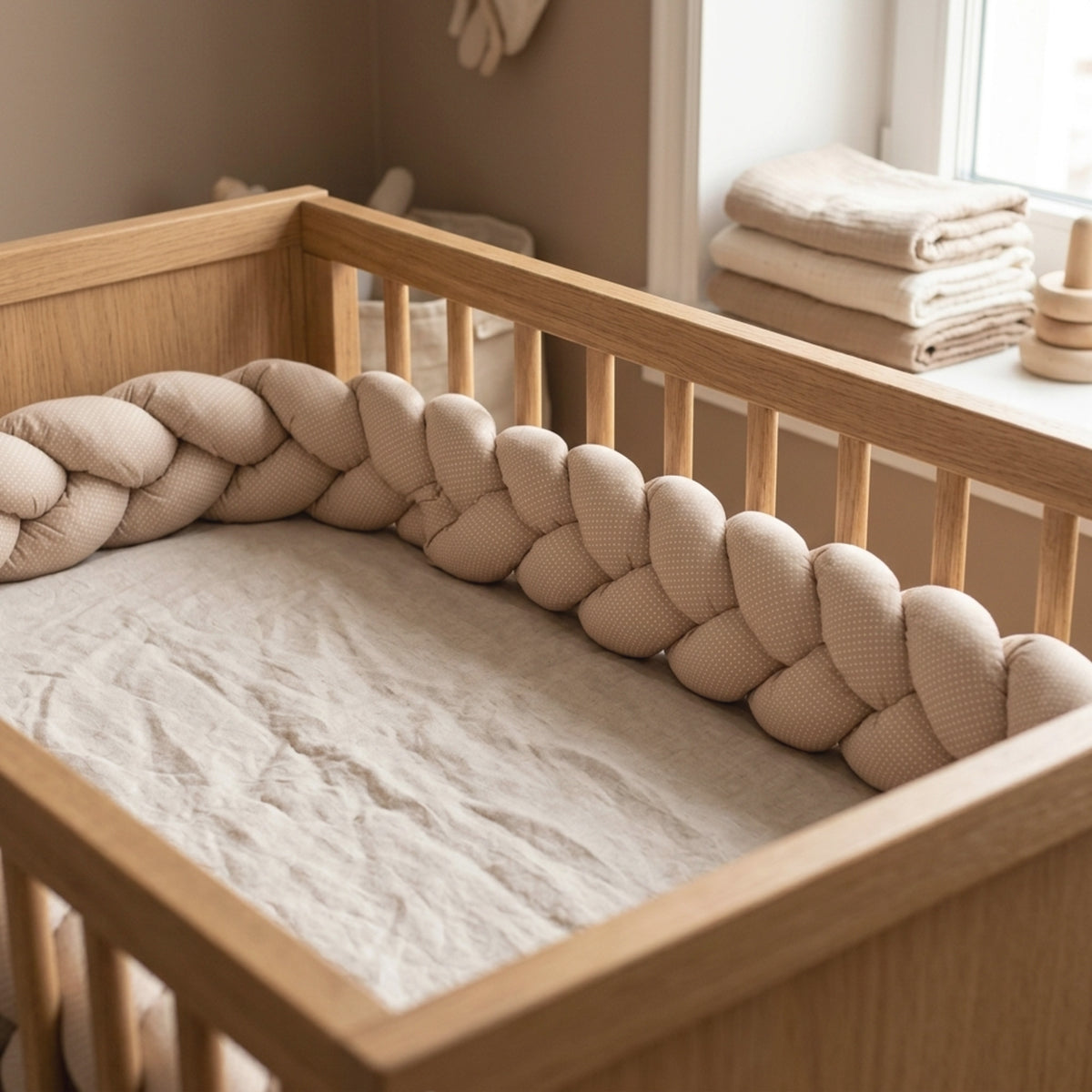Misty Brown Puanlı Örgü Kenar Koruma | Kahve | Boutique Bebek Yatak Koruma | 270–360 cm | Joyful Kids