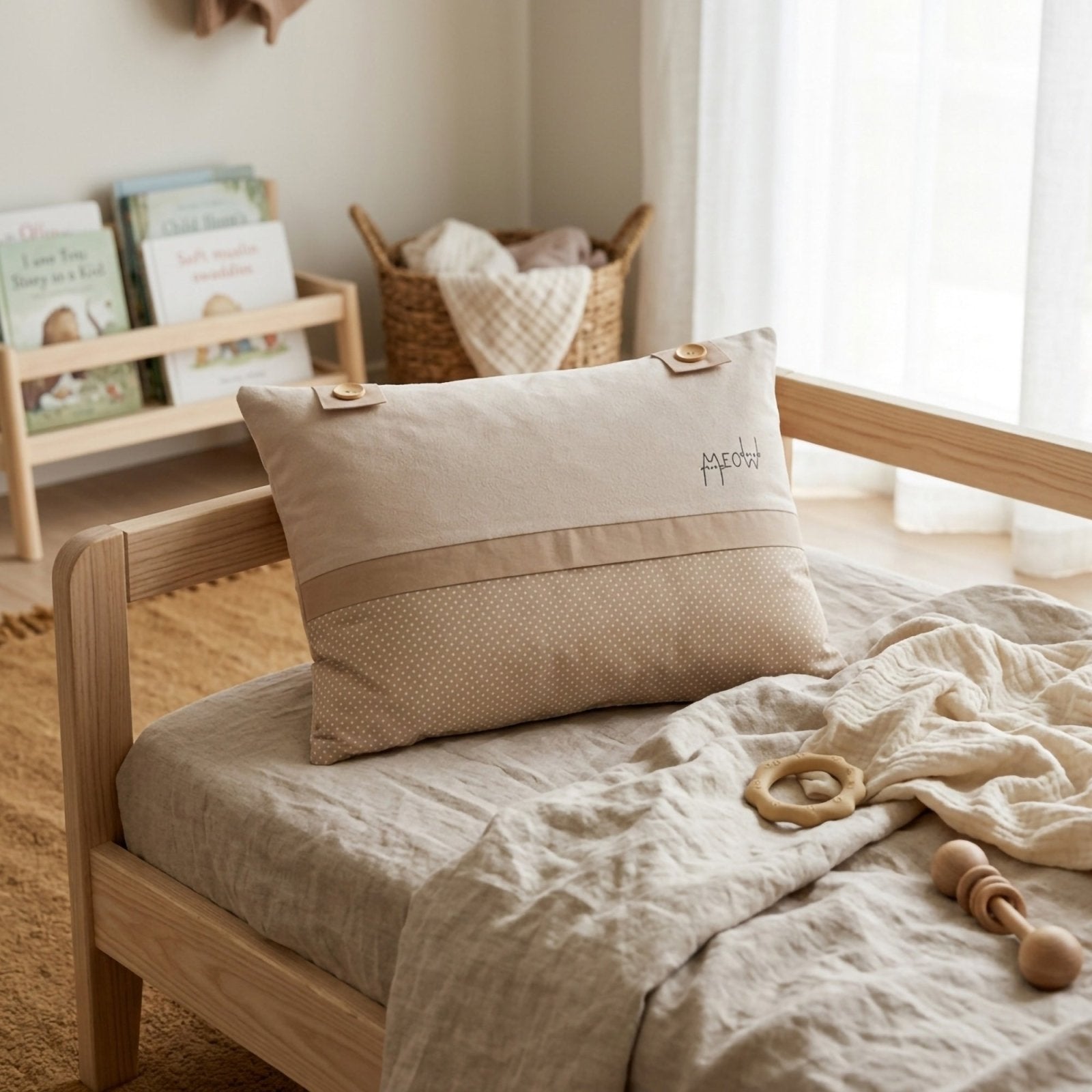 Misty Brown Meow Baskılı Yastık | 45x35 Boutique Dekoratif | Joyful Kids | Dekoratif Yastık - Joyful Kids