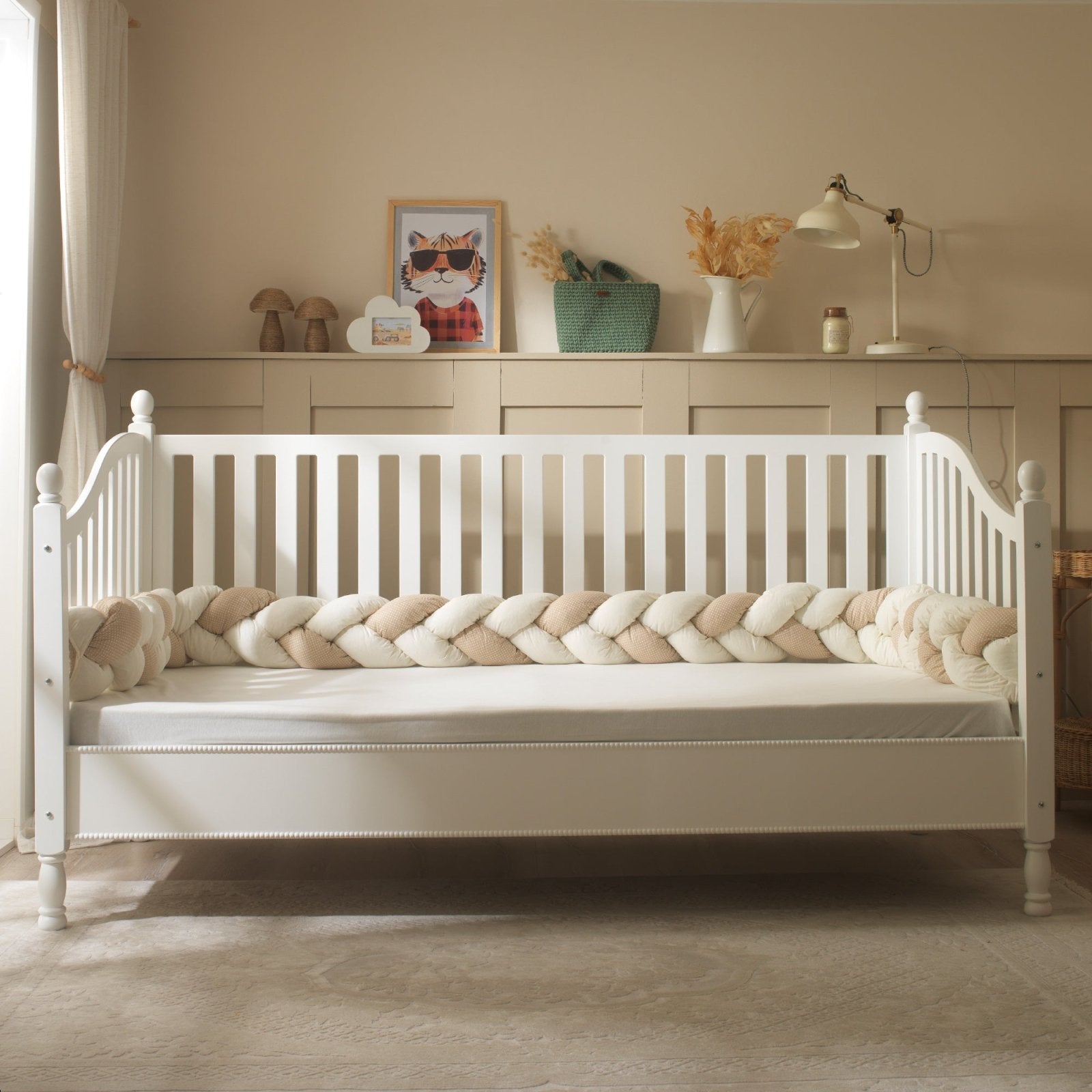Misty Brown Örgü Kenar Koruma | Boutique Kahve - Krem | 270–360 cm | Joyful Kids | Bebek Kenar Koruma - Joyful Kids