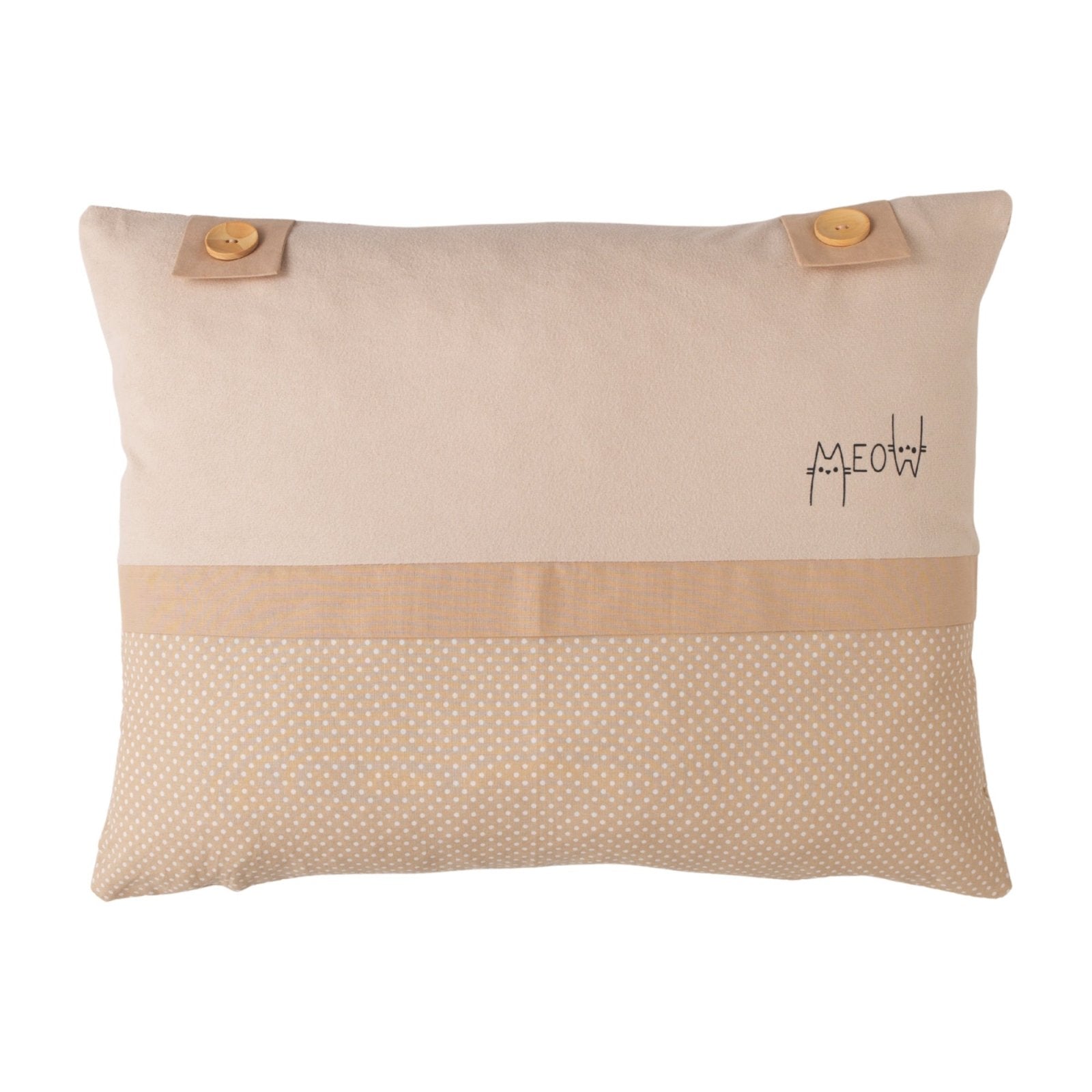 Misty Brown Meow Baskılı Yastık | 45x35 Boutique Dekoratif | Joyful Kids | Dekoratif Yastık - Joyful Kids
