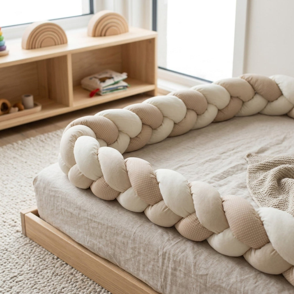 Misty Brown Örgü Kenar Koruma | Boutique Kahve - Krem | 270–360 cm | Joyful Kids | Bebek Kenar Koruma - Joyful Kids