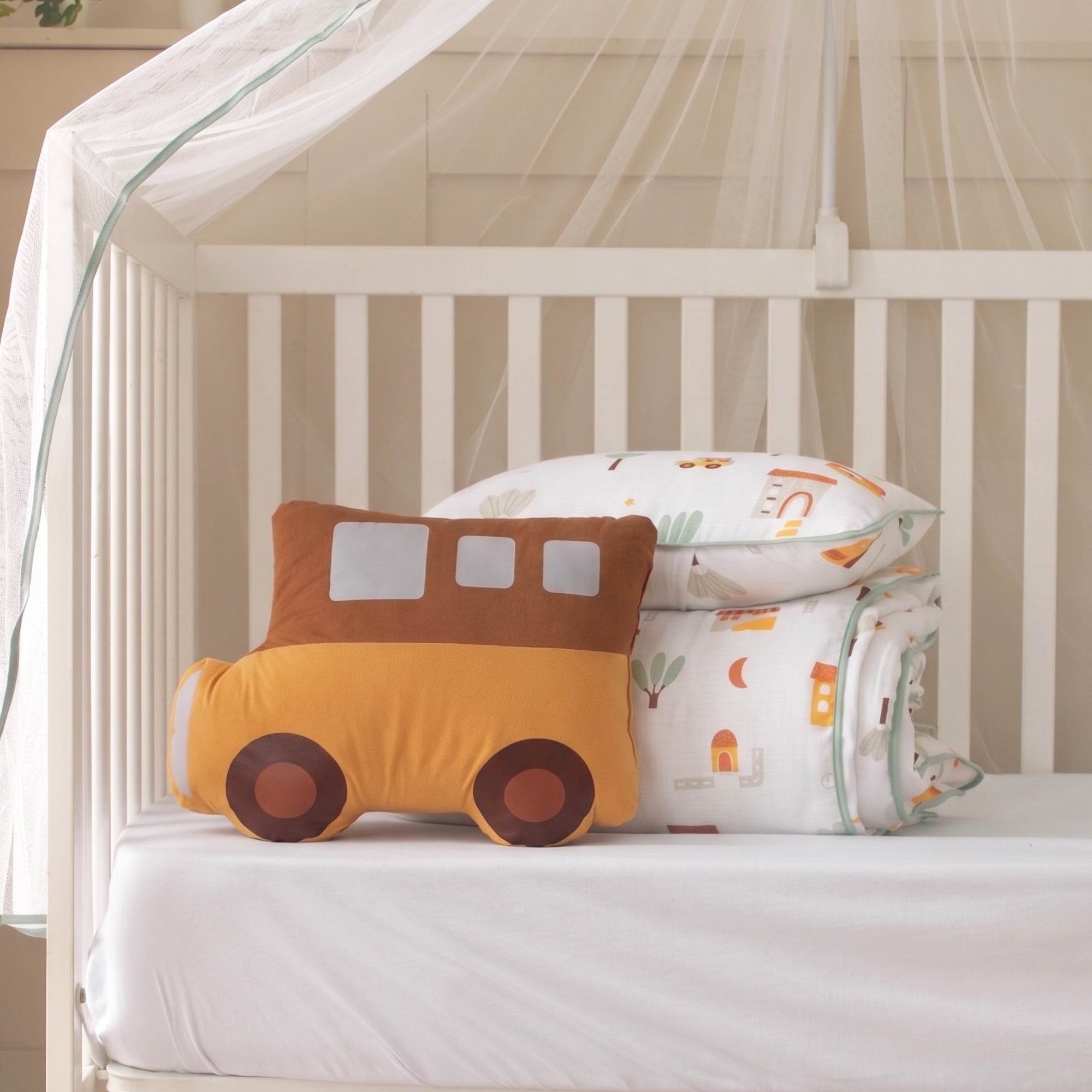 Oyun Parkı Uyku Seti My City | Erkek Bebek Şehir Temalı | %100 Müslin 6 Parça | Joyful Kids