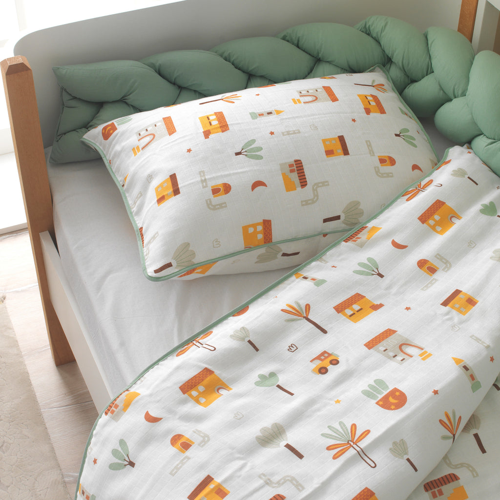 100x150 cm beşik ve 155x215 cm tek kişilik yatak için müslin nevresim seçenekleri.