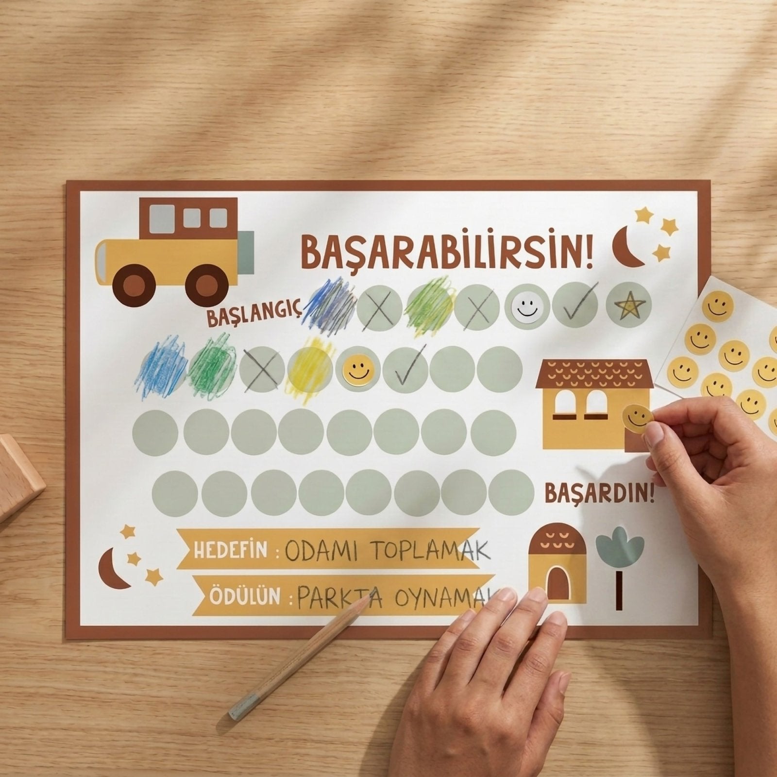 Başarabilirsin! My City Temalı Çocuk Hedef ve Ödül Takip Kartı | Dijital İndirme | Dijital İndirilebilir Ürün - Joyful Kids