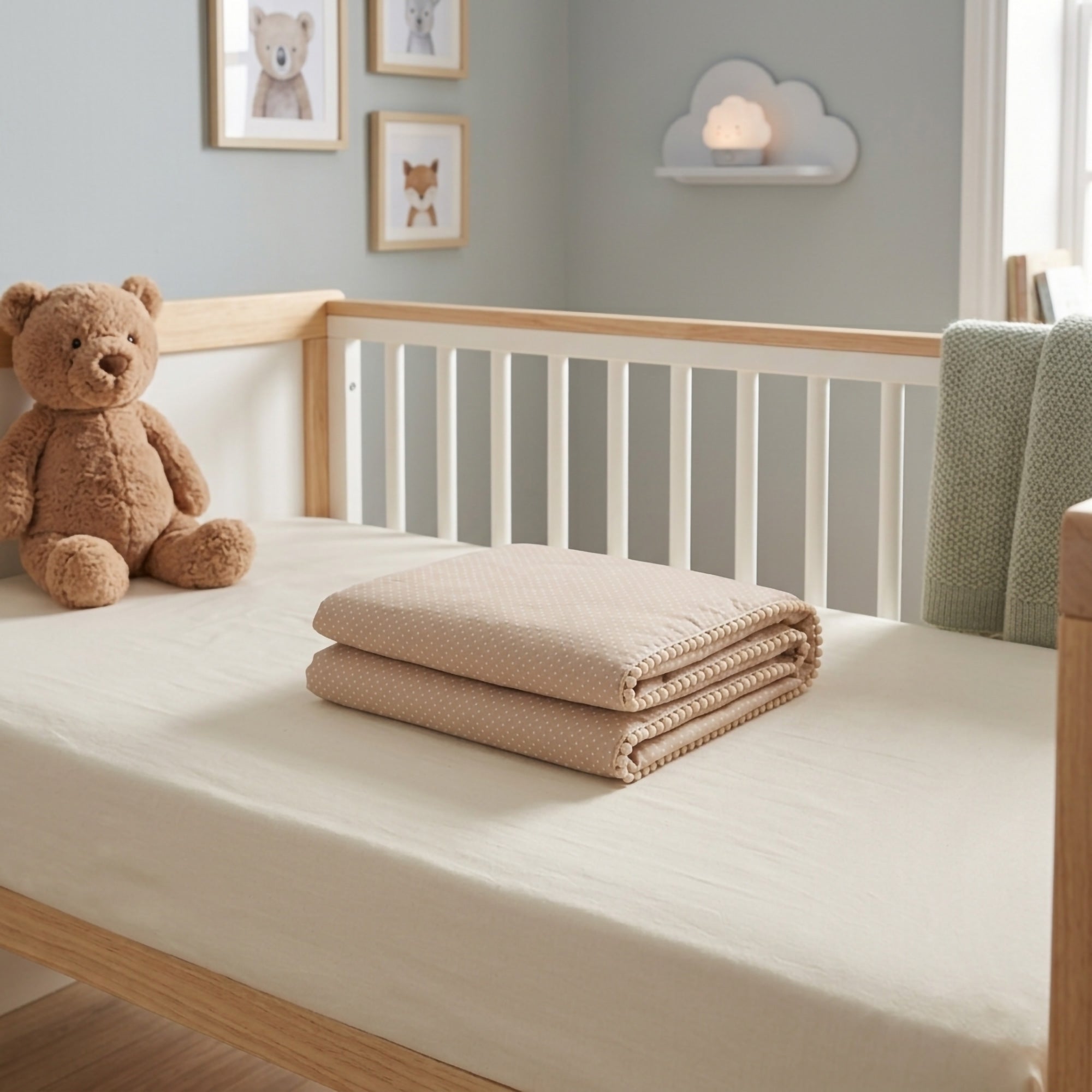 Misty Brown Nevresim Kılıfı | Boutique Ponpon Detay | Nötr Bebek | Joyful Kids
