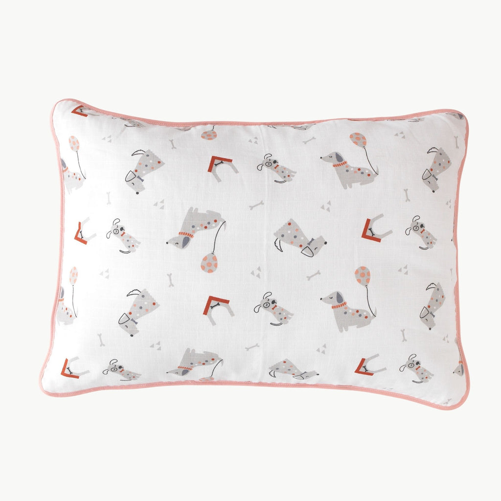 Puppy köpek desenli pamuklu bebek baş yastığı 35x50 cm dolgulu.