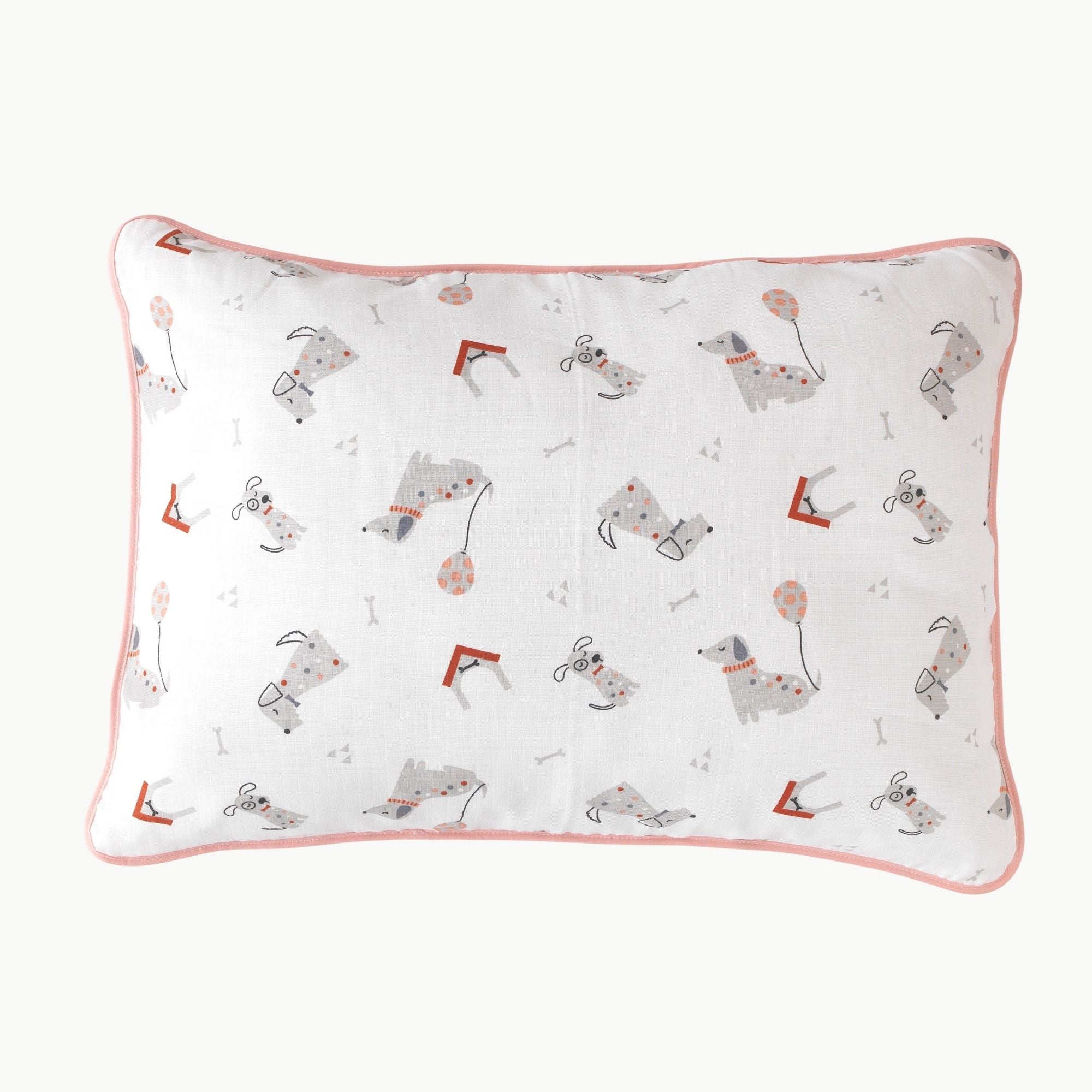 Puppy köpek desenli pamuklu bebek baş yastığı 35x50 cm dolgulu.