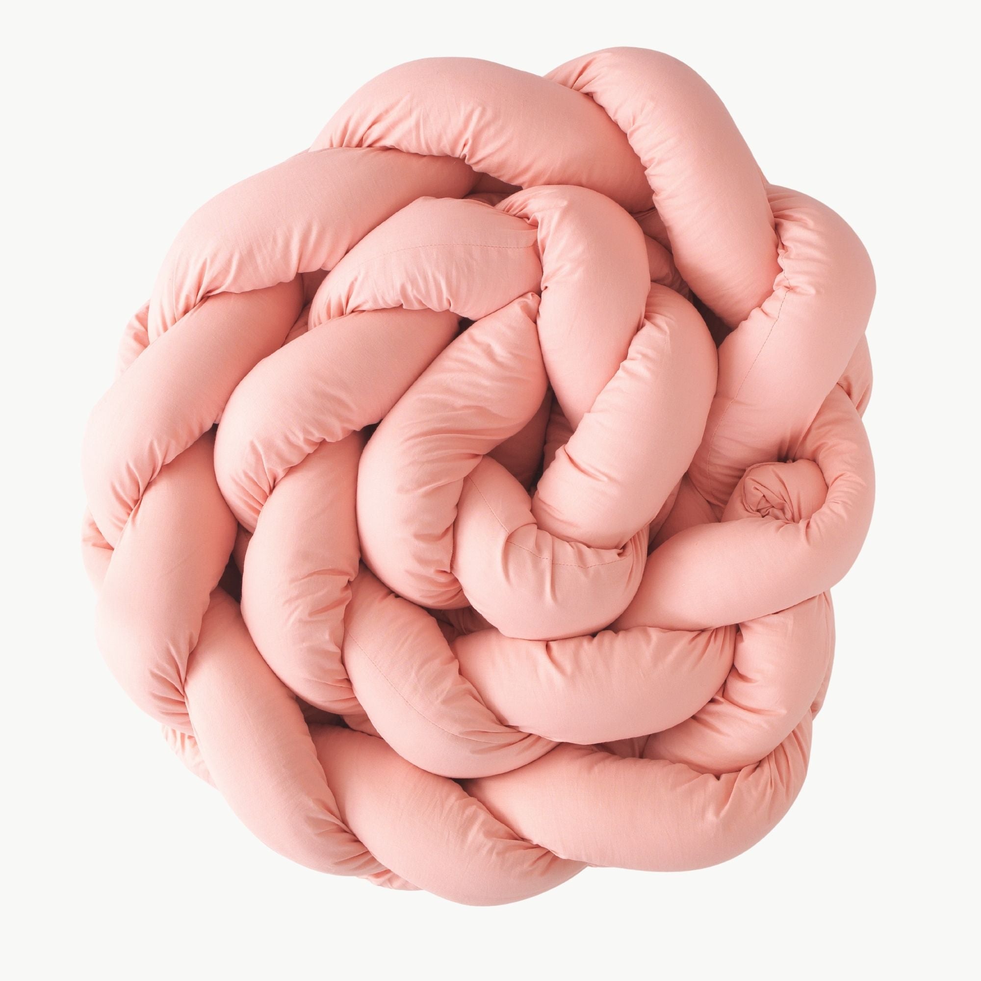 Pembe renkli 3 sıra örgü bebek yatağı kenar koruma yastığı.