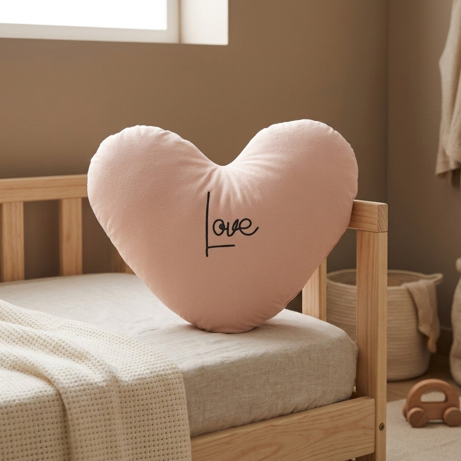 Love Baskılı Kalp Dekoratif Yastık | Dekoratif Yastık - Joyful Kids