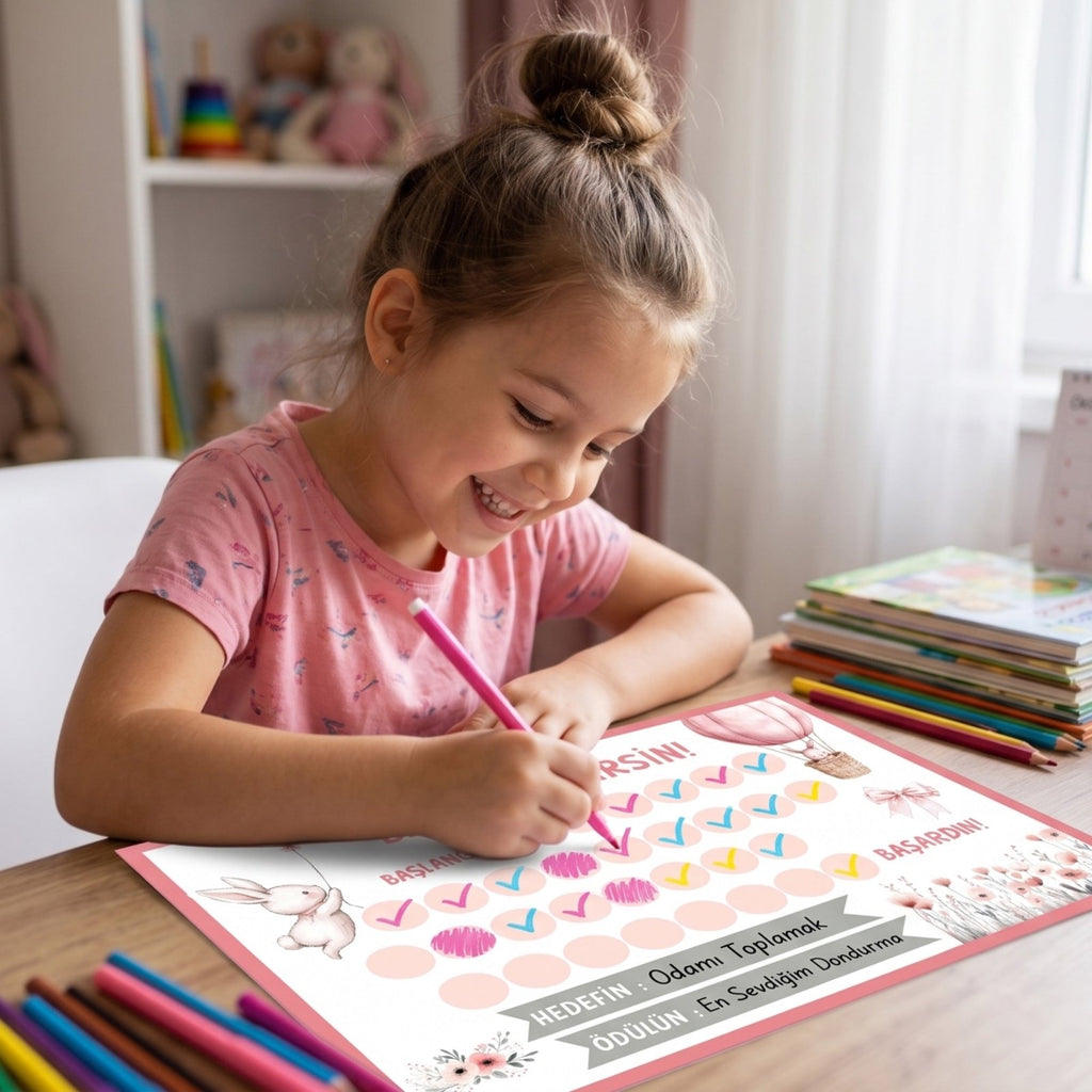 Başarabilirsin! Rabbit Temalı Çocuk Hedef ve Ödül Takip Kartı | Dijital İndirme | Dijital İndirilebilir Ürün - Joyful Kids