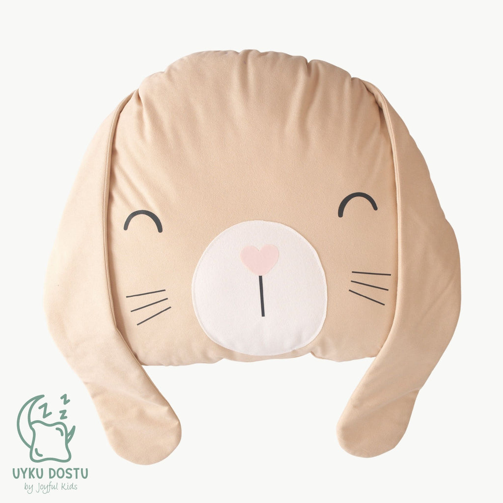 Uzun kulaklı tavşan figürlü süet dokulu alcantara bebek uyku arkadaşı.