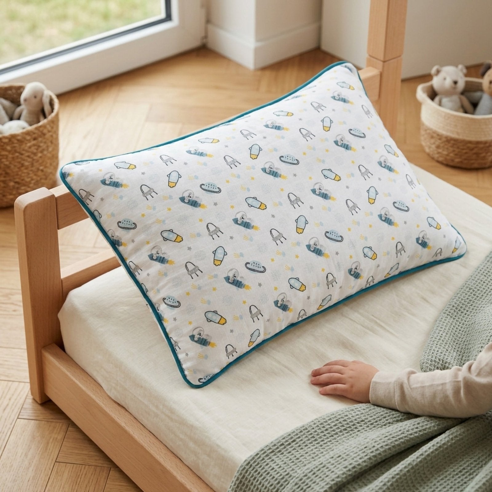 Uzaylı Bebek ve Çocuk Baş Yastığı - %100 Pamuklu, Antialerjik (35x50 cm & 50x70 cm Seçenekleriyle) | Bebek Yastığı - Joyful Kids