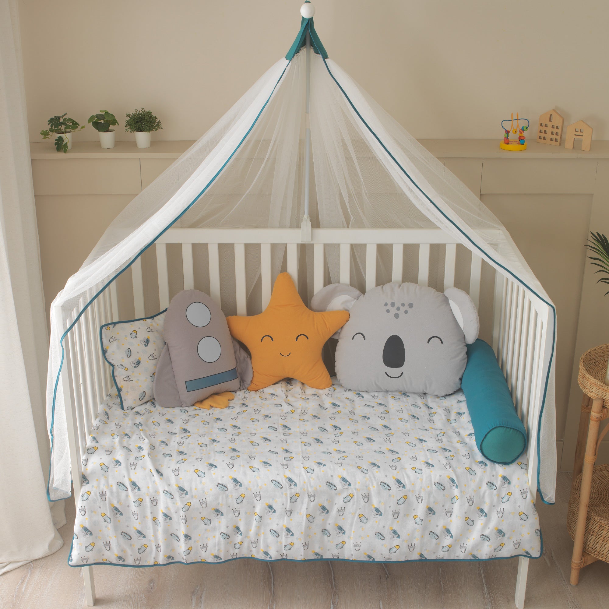 Roket, sarı yıldız ve gri koala uyku arkadaşlarından oluşan 3'lü karakter seti.