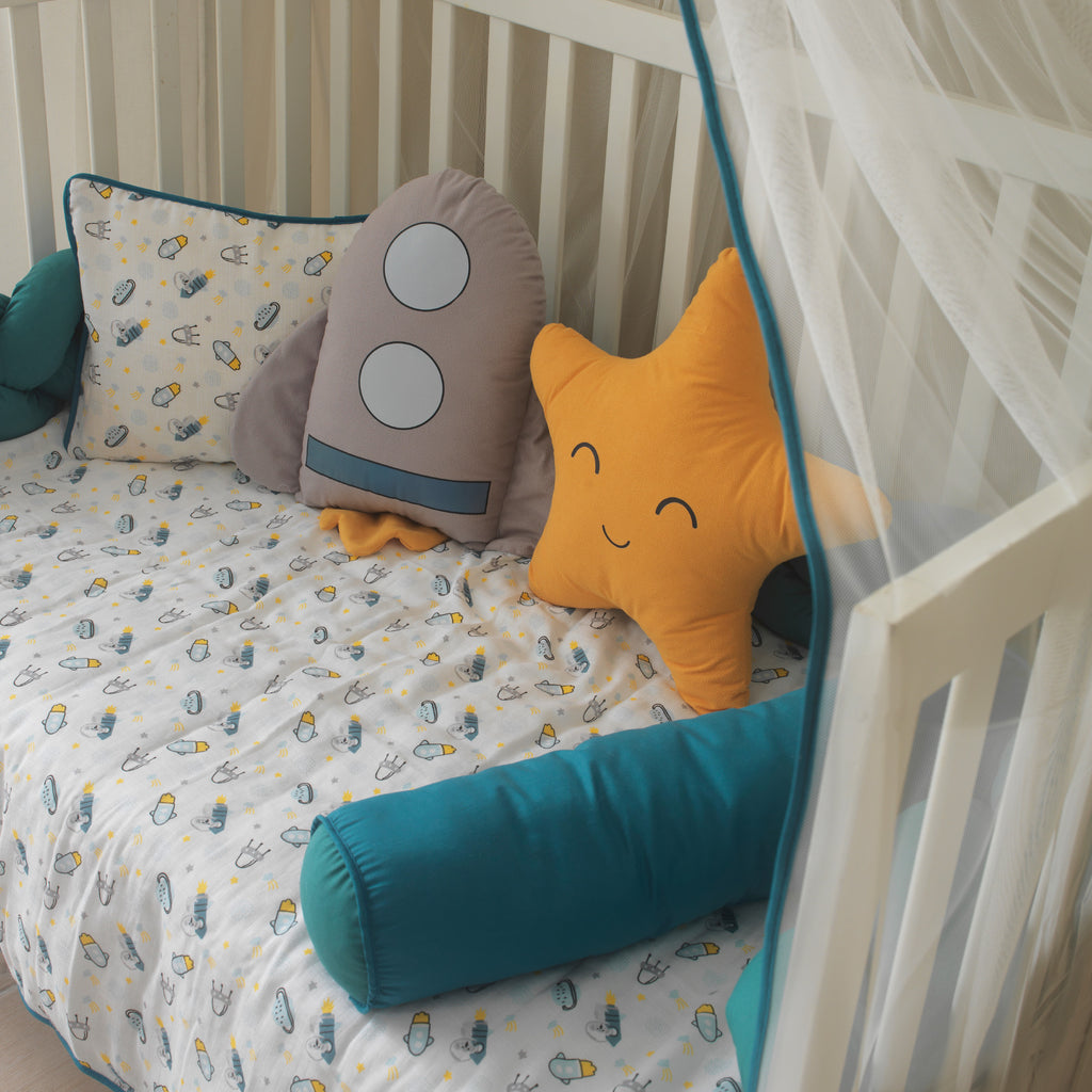 %100 pamuk roket desenli müslin kumaşın nefes alan doku detay çekimi.