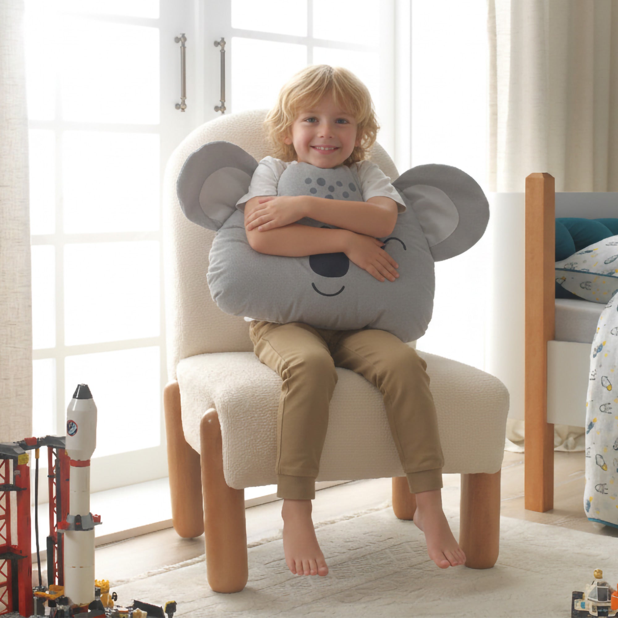 Antialerjik boncuk silikon dolgulu yumuşak koala sarılma yastığı.