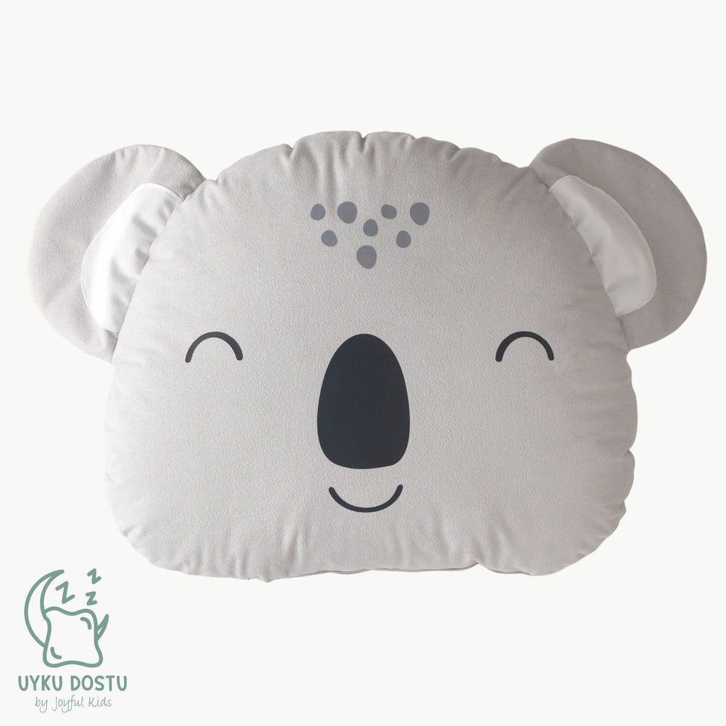 Gülümseyen koala figürlü süet dokulu alcantara bebek uyku arkadaşı.