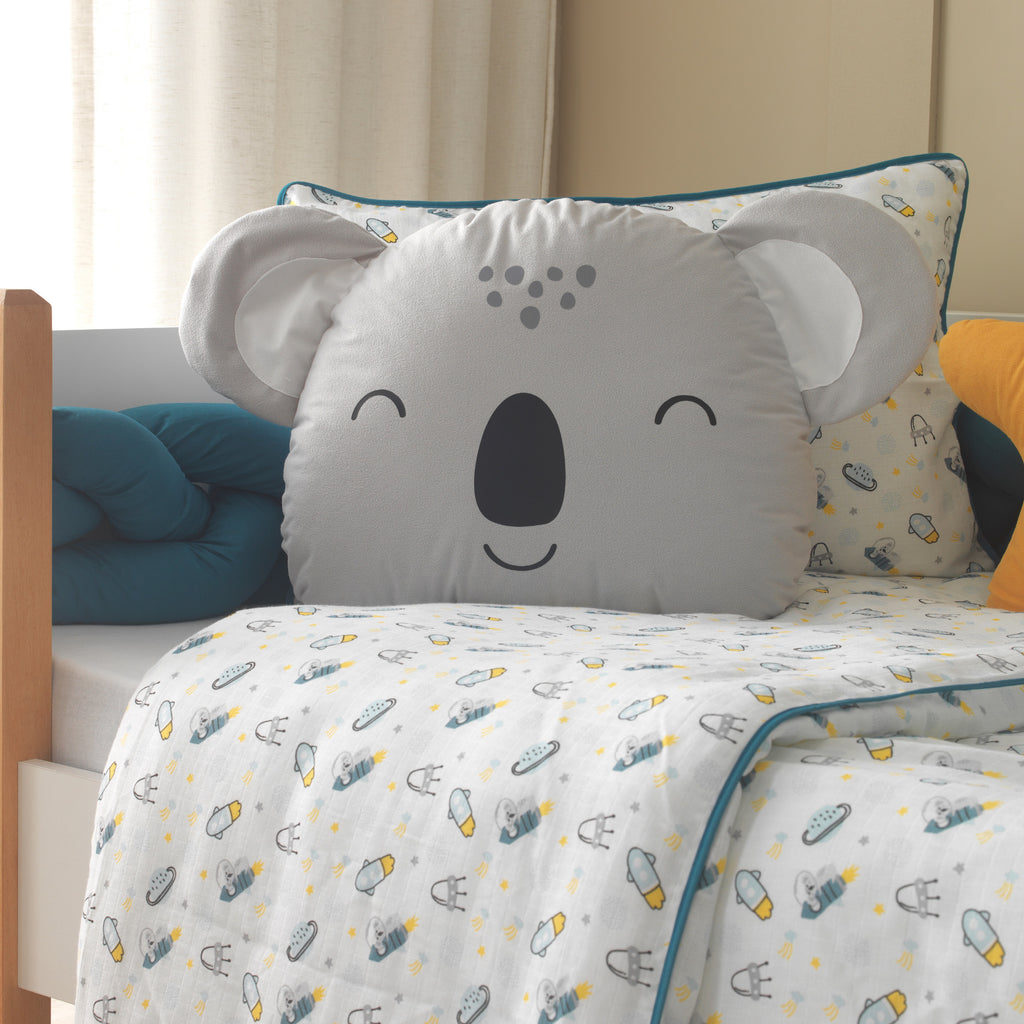 70x50 cm gri koala dekoratif yastık ve çocuk odası tekstili.