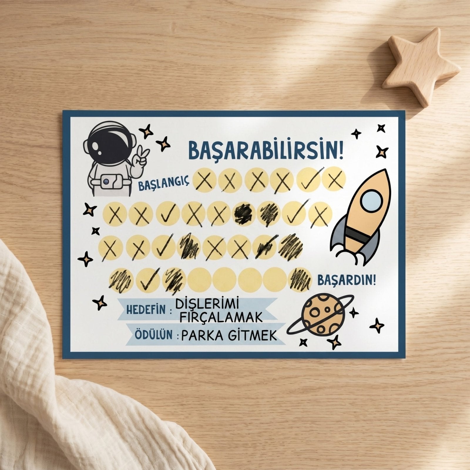 Başarabilirsin! Space Temalı Çocuk Hedef ve Ödül Takip Kartı | Dijital İndirme | Dijital İndirilebilir Ürün - Joyful Kids