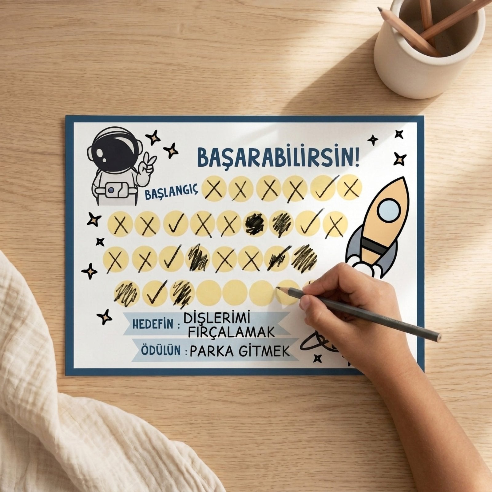 Başarabilirsin! Space Temalı Çocuk Hedef ve Ödül Takip Kartı | Dijital İndirme | Dijital İndirilebilir Ürün - Joyful Kids