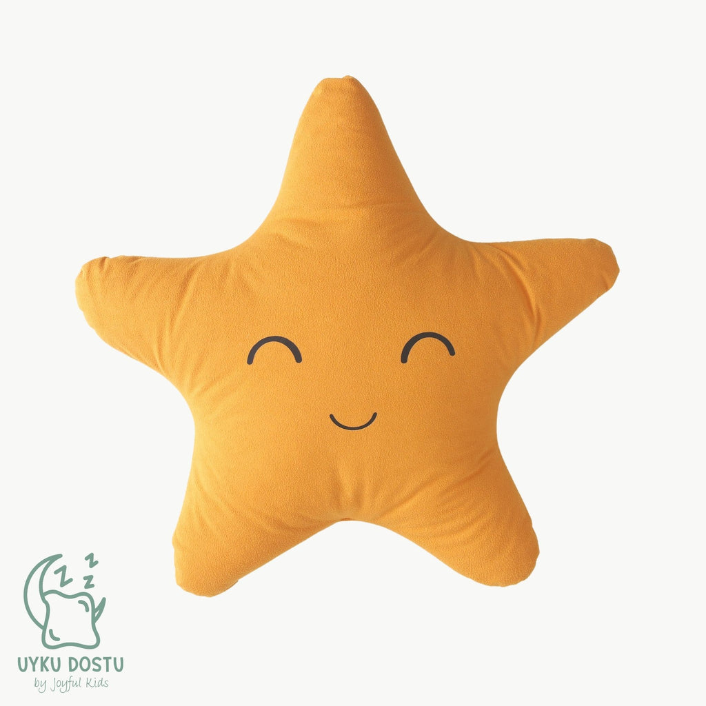 Gülen yıldız figürlü süet dokulu alcantara bebek uyku arkadaşı.