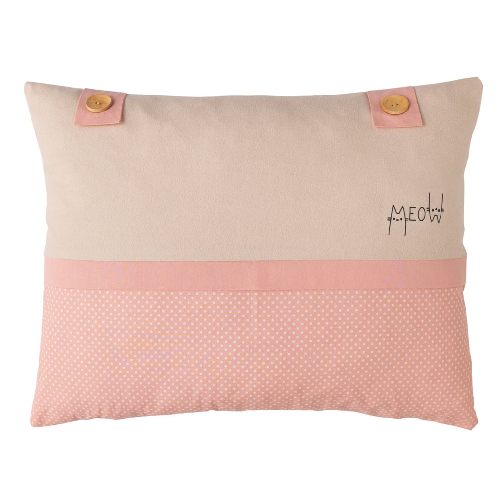 Misty Pink Meow Baskılı Kedi Yastık | 45x35 Boutique Dekoratif | Joyful Kids | Dekoratif Yastık - Joyful Kids