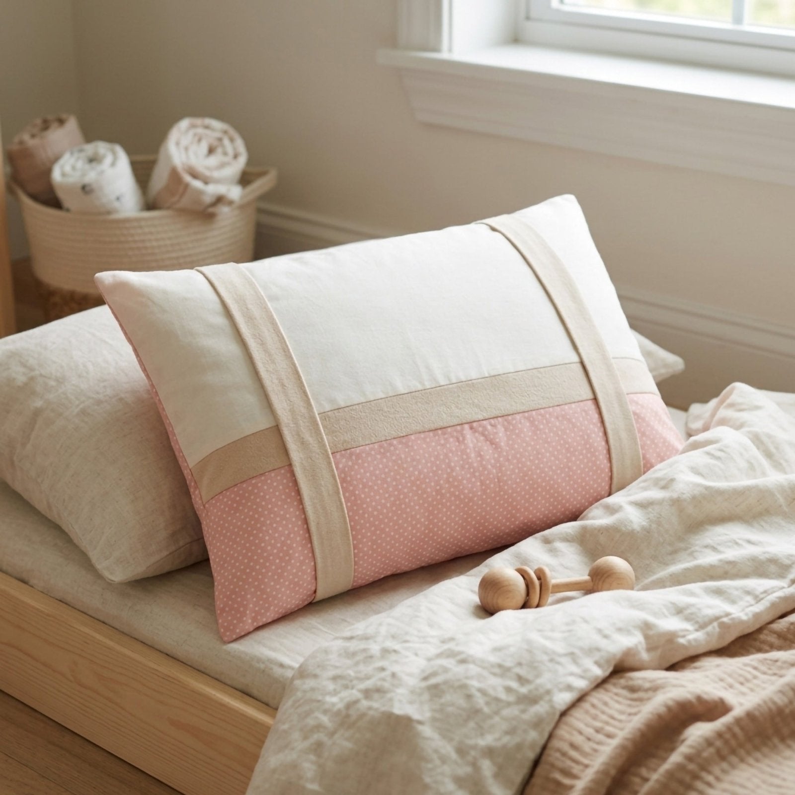 Misty Pink Alcantara Şeritli Dekoratif Yastık | 45x35 Boutique | Joyful Kids | Dekoratif Yastık - Joyful Kids