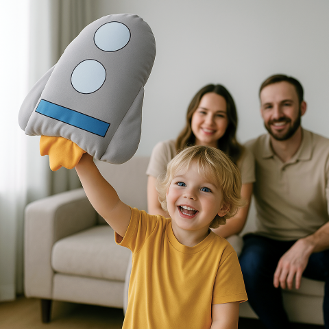 Roket Uyku Arkadaşı– Pamuksu Yüzey, Space Serisi, Bebek ve Çocuk Odası için