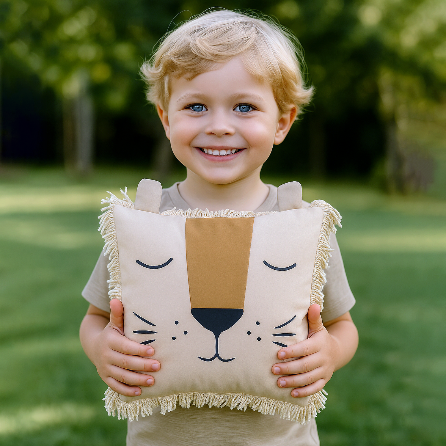 Aslan Figürlü Dekoratif Uyku Arkadaşı Yastık – Jungle Serisi Safari Temalı Çocuk ve Bebek Odası