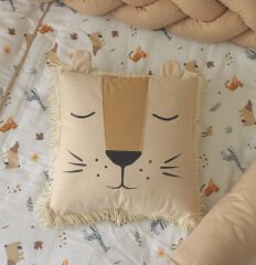 Aslan Figürlü Dekoratif Uyku Arkadaşı Yastık – Jungle Serisi Safari Temalı Çocuk ve Bebek Odası