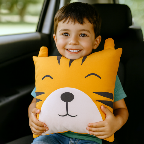 Kaplan Figürlü Uyku ve Oyun Arkadaşı Yastık – Jungle Temalı Dekoratif Çocuk Yastığı