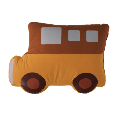 My City Araba Figür Yastığı – Montessori Temalı Sarı Minibüs Yastık | Çocuk Odası Dekoratif Uyku Arkadaşı