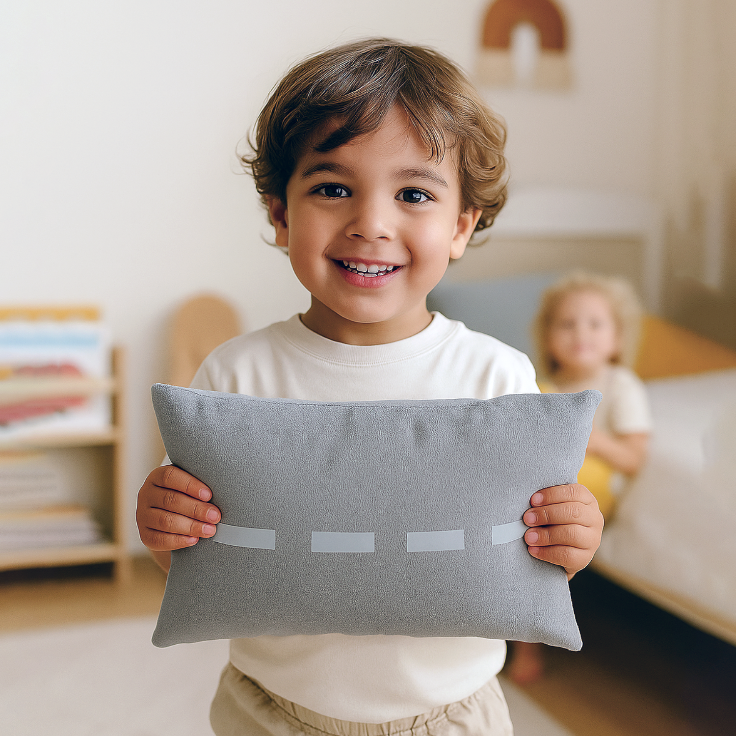 My City Yol Figür Yastığı – Gri Renkli Dekoratif Yol Yastığı | Montessori Temalı Çocuk Odası Aksesuarı