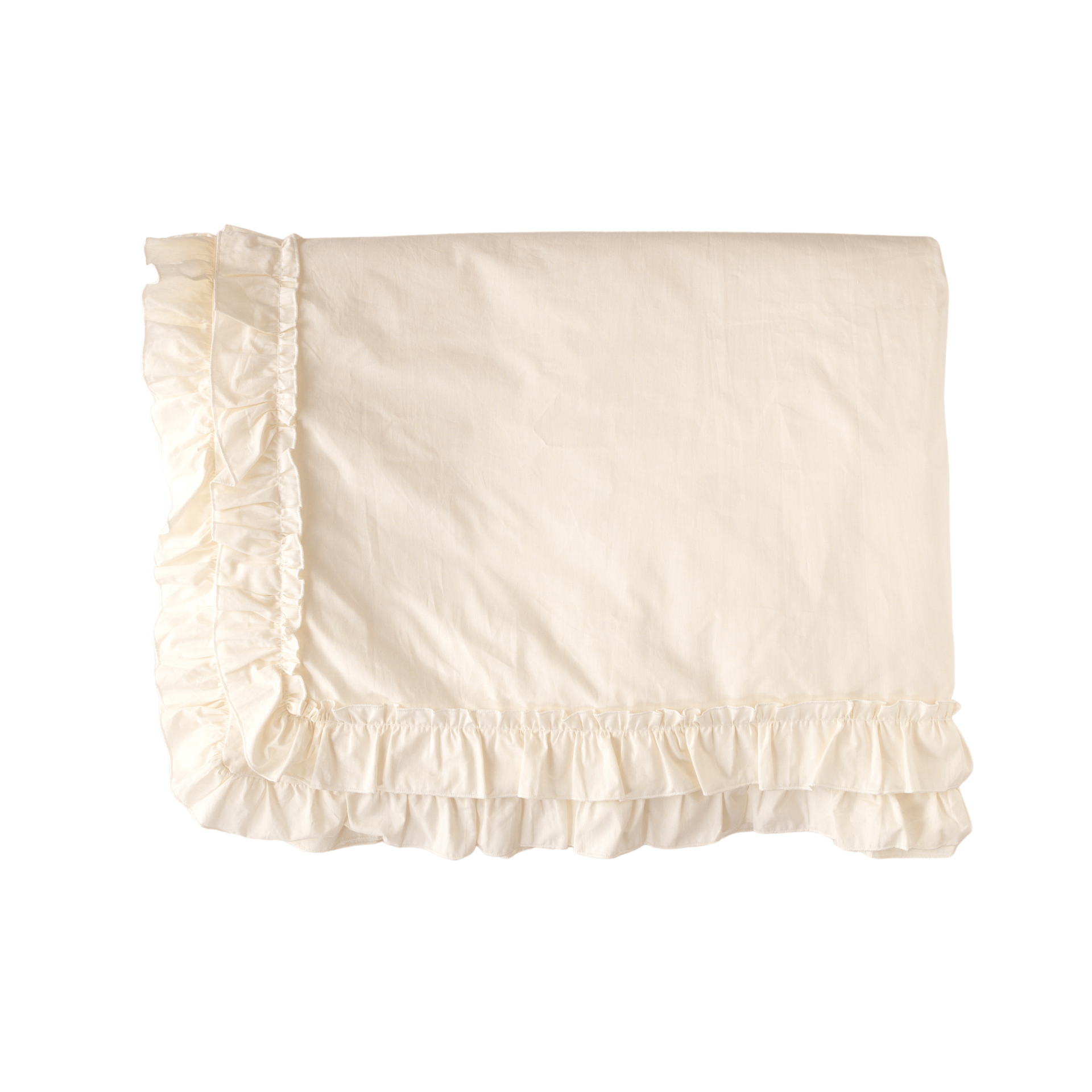 Luna Fırfırlı Bebek Nevresim Kılıfı 100x150 cm – %100 Pamuk, Krem Renk