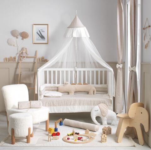 Soft Baby Beşik Yuvarlak Asma Cibinlik - Stella Krem