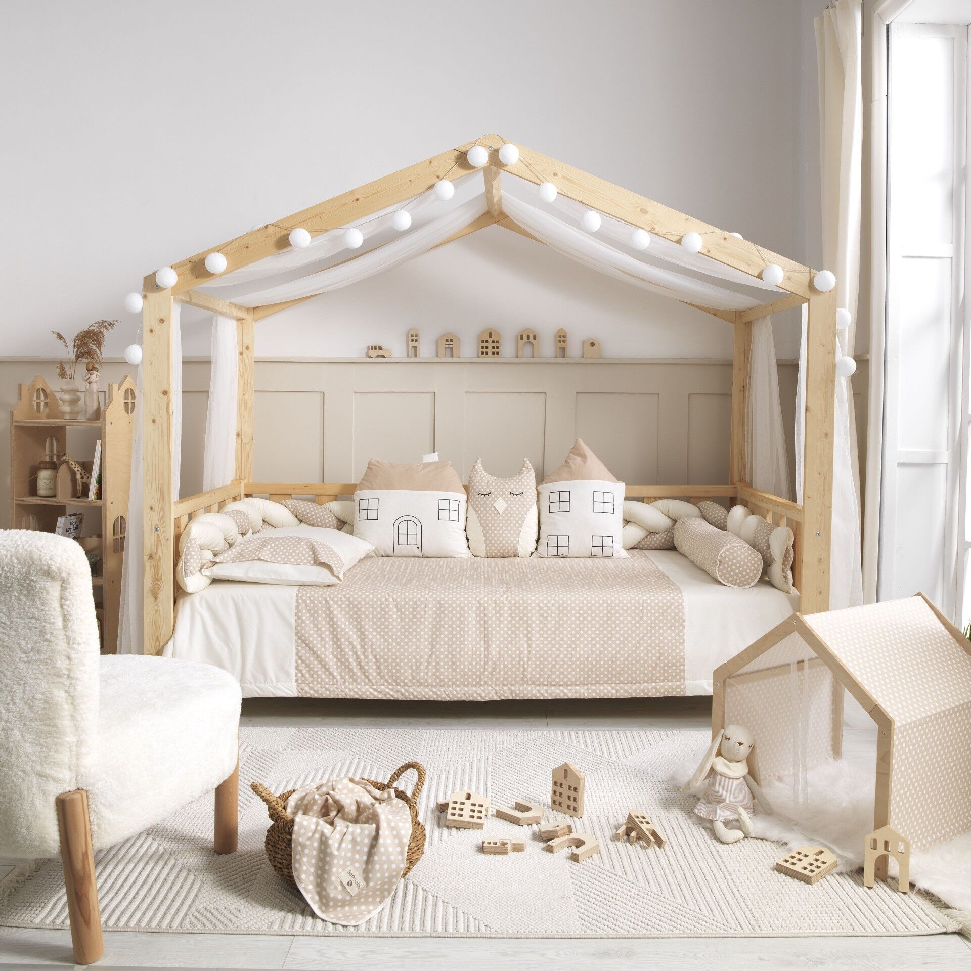 My Home Krem Örgü Montessori Uyku Seti